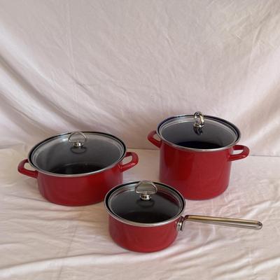 Chantal Red Enamel-on-Steel Pots (K-DZ)