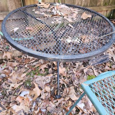 Set of 3 outdoor wrought iron side tables.