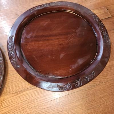 Pair of wooden trays
