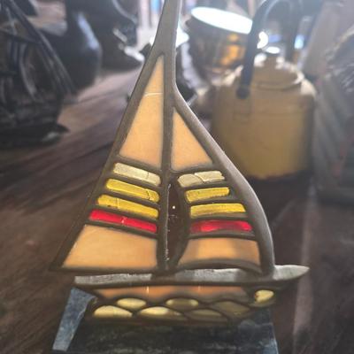 Stained glass sail boat