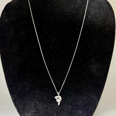 Silver Necklace 925 Italy with Faux Diamond Pendant