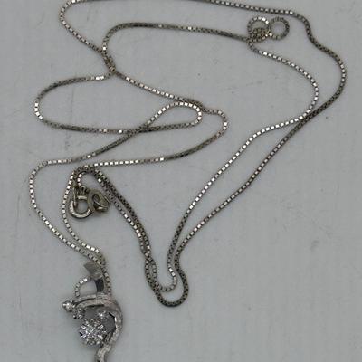Silver Necklace 925 Italy with Faux Diamond Pendant