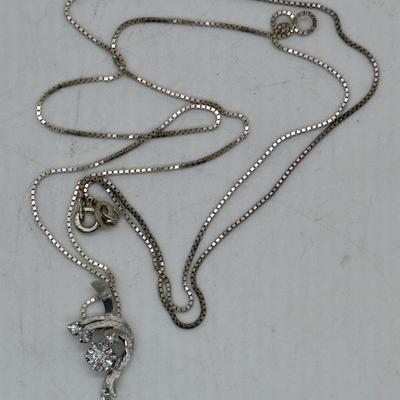 Silver Necklace 925 Italy with Faux Diamond Pendant