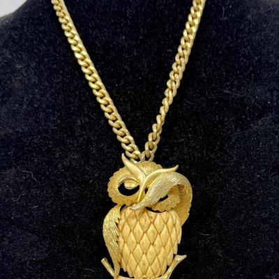 Vintage Retro Owl Necklace Mid-century