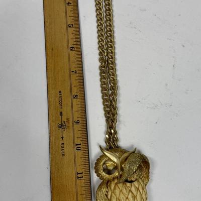 Vintage Retro Owl Necklace Mid-century