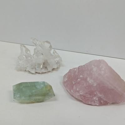 Rose Quartz Aquamarine Clear Quartz Cluster