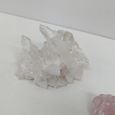 Rose Quartz Aquamarine Clear Quartz Cluster