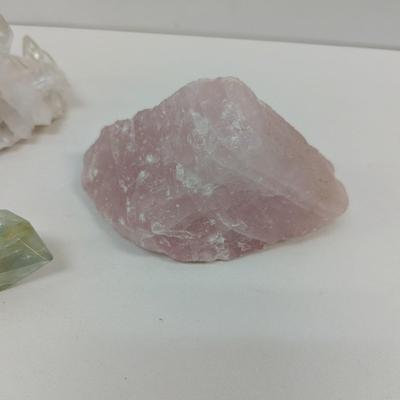 Rose Quartz Aquamarine Clear Quartz Cluster