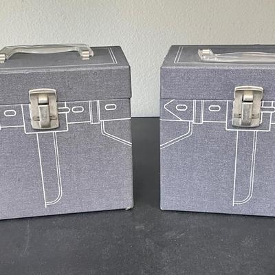 Vintage Pair of 45 Record Storage Carry Cases: Platter-Pak Type with Records