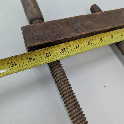 Sale Photo Thumbnail #2739: Antique Primitive Wood Screw Clamp Vise