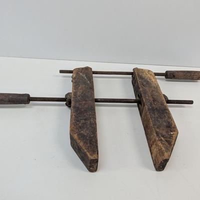 Antique Primitive Wood Screw Clamp Vise