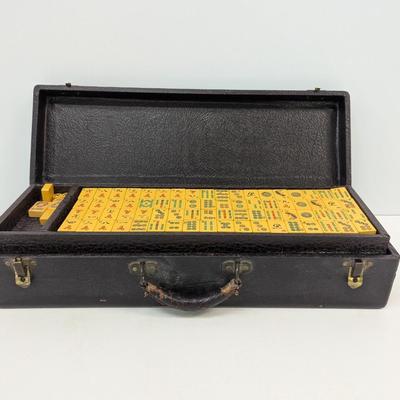 Pung Chow Mahjong Tiles w/ Box & 1923 How To Play Pung Chow Book