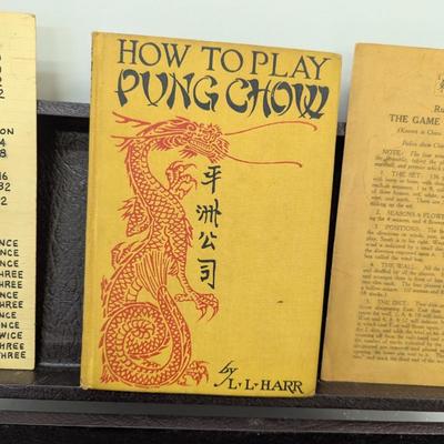 Pung Chow Mahjong Tiles w/ Box & 1923 How To Play Pung Chow Book