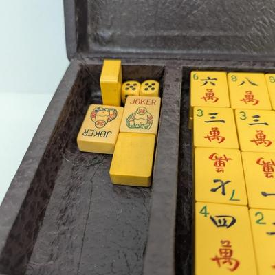 Pung Chow Mahjong Tiles w/ Box & 1923 How To Play Pung Chow Book