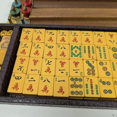 Pung Chow Mahjong Tiles w/ Box & 1923 How To Play Pung Chow Book