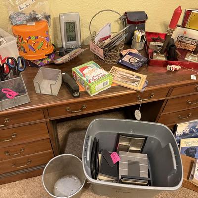 Lot 1: Desk, Entertainment Center & More
