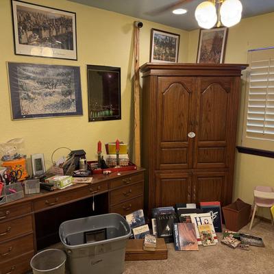 Lot 1: Desk, Entertainment Center & More