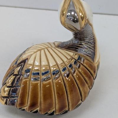 Artisan De Rosa Rinconada Ceramic Pelican Figurine Blue Gold Accent
