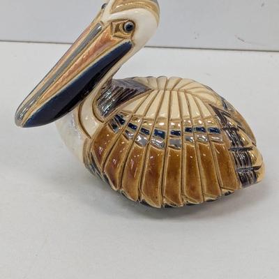 Sale Photo Thumbnail #51: Artisan De Rosa Rinconada Ceramic Pelican Figurine Blue Gold Accent