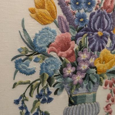 24" x 28" Cross Stitch Flower Bouquet Framed Art
