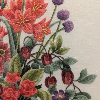 24" x 28" Cross Stitch Flower Bouquet Framed Art