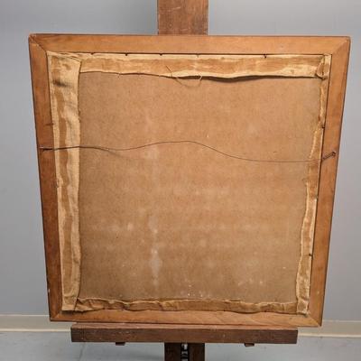 1950's 22 1/2" x 22 1/2" Cross Stitch Floral Framed Art