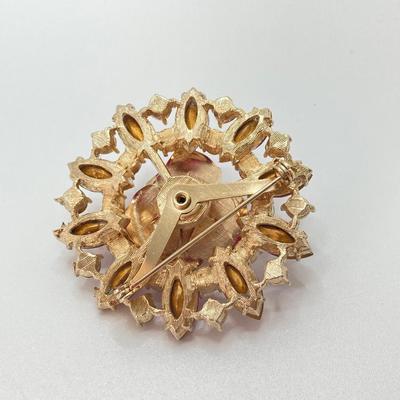 LOT 323: Gorgeous Pair of Rhinestone Brooches - Center Bobber Flower and Butterfly