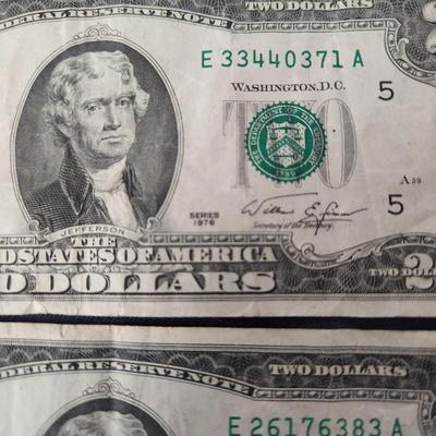 7 $2 Dollar Bills, 3 $1 Silver Certificates
