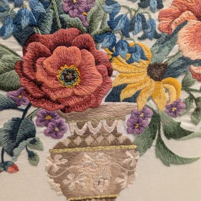 21" x 28" Cross Stitch Flower Bouquet Framed Art