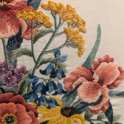 21" x 28" Cross Stitch Flower Bouquet Framed Art