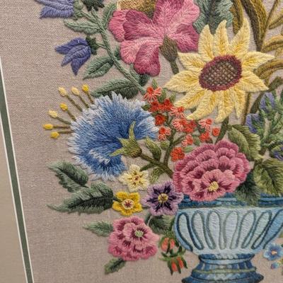 23" x 24" Cross Stitch Flower Bouquet Framed Art