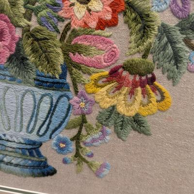 23" x 24" Cross Stitch Flower Bouquet Framed Art