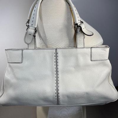 Cream Pebble Leather Adrienne Vittadini Handbag