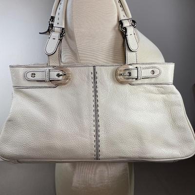 Cream Pebble Leather Adrienne Vittadini Handbag