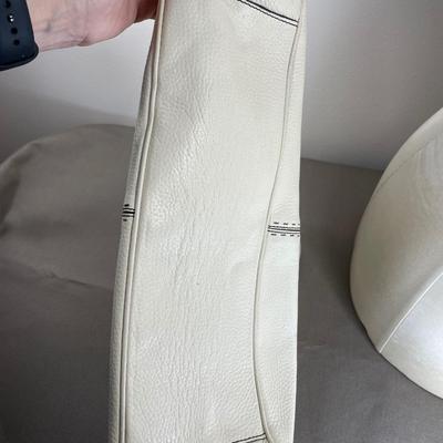 Cream Pebble Leather Adrienne Vittadini Handbag