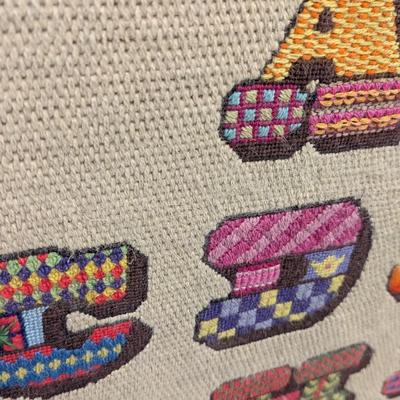 29 3/4" x 51 1/4" Framed Cross Stitch Alphabet