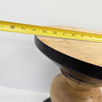 17" Tall Spool Natural Wood Table Plant Stand