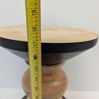 17" Tall Spool Natural Wood Table Plant Stand