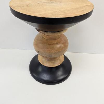 17" Tall Spool Natural Wood Table Plant Stand