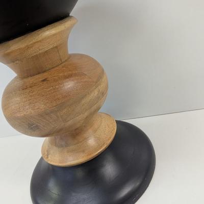 17" Tall Spool Natural Wood Table Plant Stand