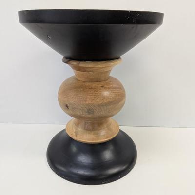 17" Tall Spool Natural Wood Table Plant Stand