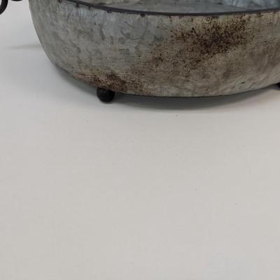 Whimsical Farmhouse Rustic Galvanized Metal Pig Tray Centerpiece