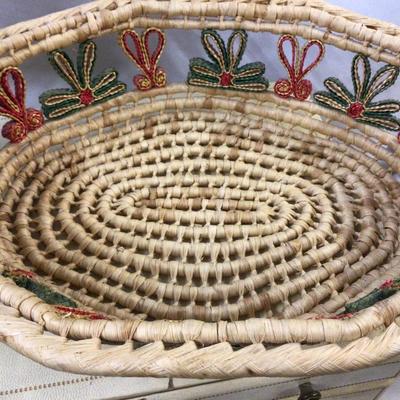 Sale Photo Thumbnail #482: You get this great large 6 draw jewelry box white and purple.  You also get a nice oval hand weaved basket, and a vintage wine holder or cooler.