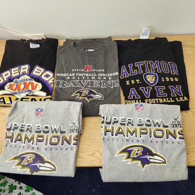 Lot of 5 Baltimore Ravens Tee Shirts Super Bowl