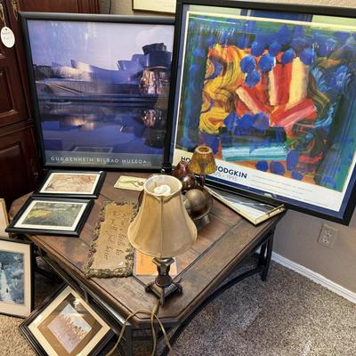 Lot 23: Entertainment Center, Coffee Table & Art