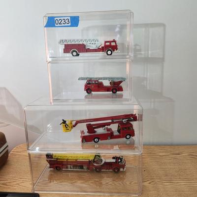 Lot of 4 Fire Trucks Lesney Merryweather Tootsie Toy Corgi