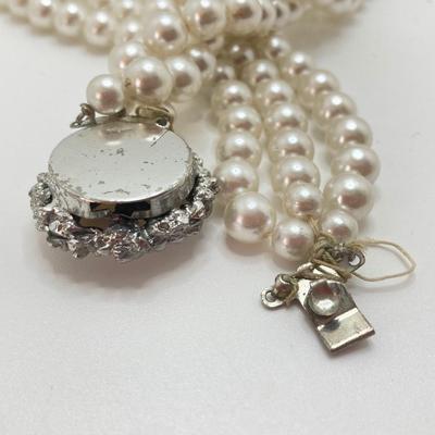 LOT 610: Necklace Collection -Three Strand Faux Pearls, Fresh Water Pearl Bracelet and Necklace and More