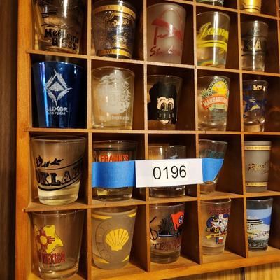 Large Collection of Shot glasses with display case