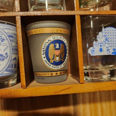 Large Collection of Shot glasses with display case