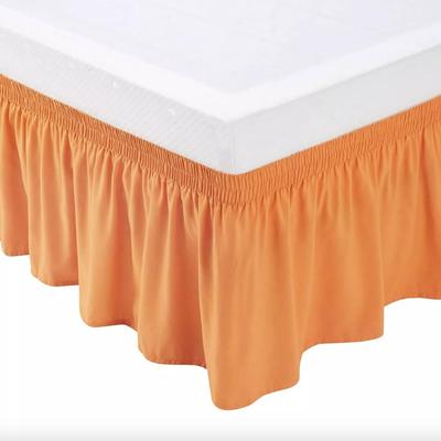 Size Twin/Twin XL Orange Lightweight Elegantly Styled Ruffled Bed Skirt, Three Sided